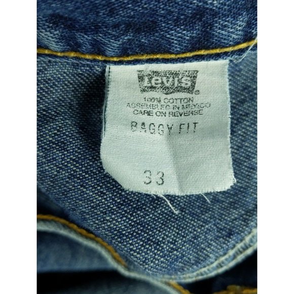 Vintage Levi's Baggy Fit Men's Jean Shorts Size 33 90s Blue Dirty Wash Denim - Picture 9 of 10